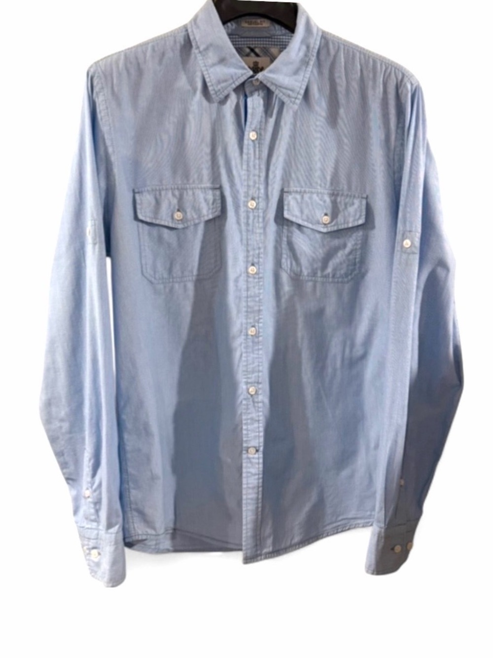 VTG Express Blue Pinstripe Casual Pocket Button-Up Western Shirt Size Men’s L
